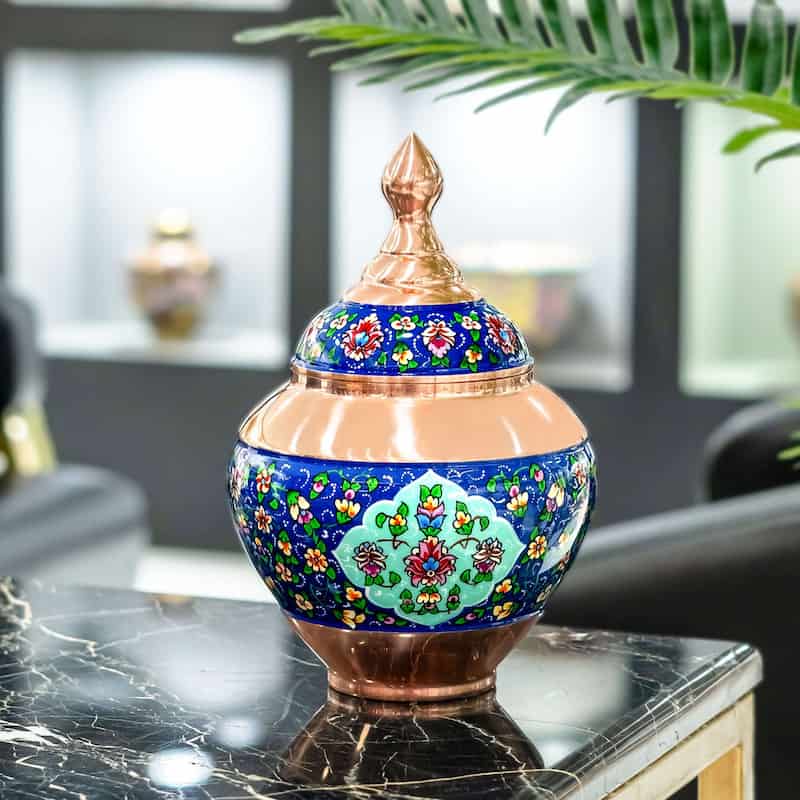قندان مسی آقاجانی با امضای هنری و پرداخت متمایز